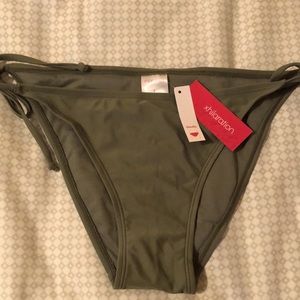 NWT Large cheeky swim bottoms light olive color easily match w/ many swim tops .